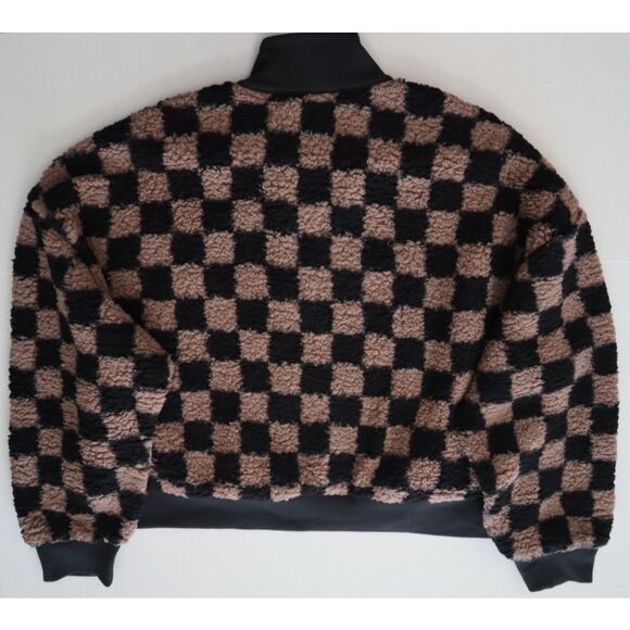 PINK x Victoria's Secret WMNs Sz XL Brown Checkered Cozy Fleece 1/2 Zip Pullover - Picture 10 of 10